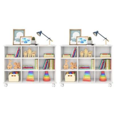 Imagem de Kit 2 Nichos Organizadores Multifuncionais com Rodízios Toys Branco - 