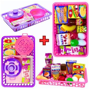 Imagem de Brinquedo Para Menina  Mercadinho + Panelinhas 18 Peças Meninas Mercad