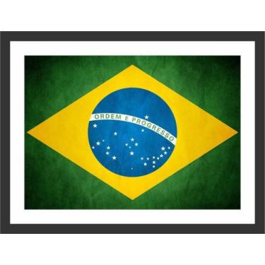 Imagem de Quadro Decorativo Bandeira Do Brasil Decorações Com Moldura - Vital Qu