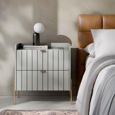 Imagem de mesa de cabeceira industrial off white para cama moriah 60cm - Aprire 