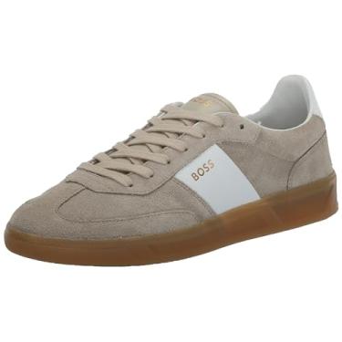 Imagem de BOSS Tênis masculino de camurça de couro com perfil baixo, Cinzento-acastan, 38