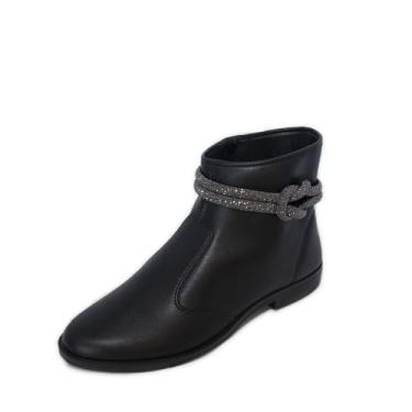 Imagem de Bota Feminina Moleca Forrada Confortável Cano Curto Strass