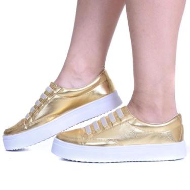 Imagem de Sapatênis Casual Feminino Rasteiro de Ajuste Elástico Confortável Para