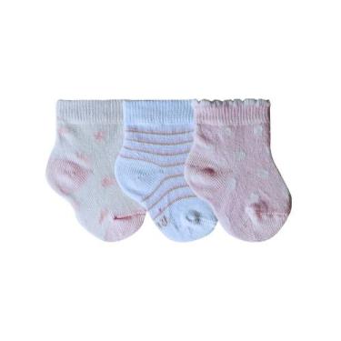 Imagem de Kit 3 Meias Maternidade Enxoval Chá do Bebê Recém Nascido Algodão - Ro