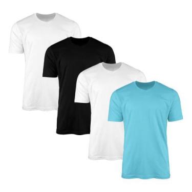 Imagem de Kit 4 Camisetas AMGK Masculina Lisa Básica 100% Algodão, Colorido, G, 
