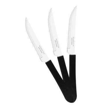 Imagem de KIT - 12 Facas para Churrasco Leme Com Lâmina em Aço Inox 4 POL Cabo P