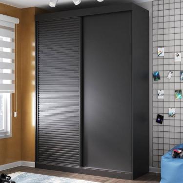 Imagem de Guarda-Roupas Infantil 2 Portas 1 Porta Ripada Samambaia Teen CabeCasa MadeiraMadeira Preto