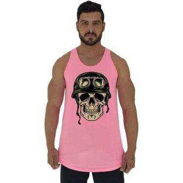 Imagem de Regata Longline Estampada Masculina MXD Conceito Caveira Recruta, Rosa