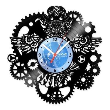 Imagem de Relógio De Parede Disco Vinil Diversos - Coruja Steampunk - VDI-306 - 