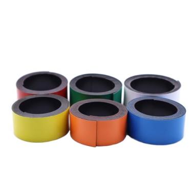 Imagem de Fita magnética colorida de geladeira para quadro branco - 2,5 cm x 1 m apagável a seco com linhas magnéticas adesivas de fita magnética, fita automagnética para quadro branco, 6 rolos em um pacote