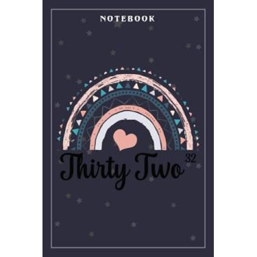 Imagem de Notebook Journal Thirty Two Year Birthday Rainbow Party Boho Family 32 Year Old: Meeting, Goals, Work List, Financial,6x9 in, Happy, Goal, Life, Gym, Personal Budget