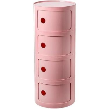 Imagem de Mesa de cabeceira, armário de banheiro pequeno, armário de armazenamento redondo simples, mesa de cabeceira redonda com gavetas, mesa de cabeceira pequena com mesa de cabeceira para armazenamento,