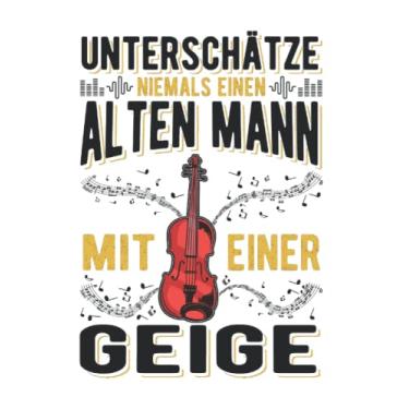 Imagem de Geige Notizbuch: Geige Alter Mann Violine Opa Alter Geiger / 6x9 Zoll / 120 karierte Seiten Seiten