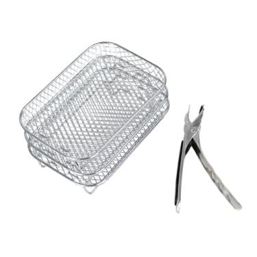Imagem de Ｂｅｓｇａ 3 peças cesta de fritadeira de ar rack para churrasco e clipe de substituição de fritadeira de ar não pegajoso tripla camada forno para cozinhar café