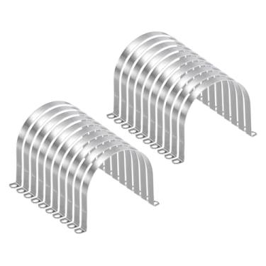 Imagem de HARFINGTON 10 braçadeiras de conduíte de 160 mm de 160 mm, braçadeira de tubo M160 U, correia rígida de aço inoxidável, suporte em forma de U com dois furos para cabo de fio de mangueira de tubo,