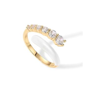 Imagem de PAVOI Anel de eternidade com zircônia cúbica banhada a ouro 14K azul esmaltado aberto | pulseira empilhável CZ esmaltada colorida azul roxo branco para mulheres, 6, Ouro amarelo, Zircônia cúbica