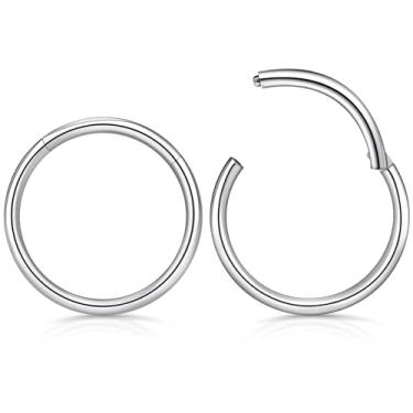 Imagem de Anéis de nariz articulados de aço cirúrgico 316l argola 20G 18G 16G diâmetro da argola de nariz 6 mm 7 mm 8 mm 9 mm 10 mm 12 mm anel de septo cartilagem brincos hélice tragus conch daith Rook piercing de nariz joias dourado-prata-preto, Aço inoxidável, Sem pedras preciosas