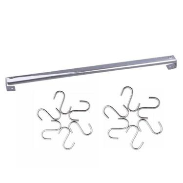 Imagem de Suporte Barra 40cm Aço Inox E 12 Ganchos Em Aço Cromado - Brinox