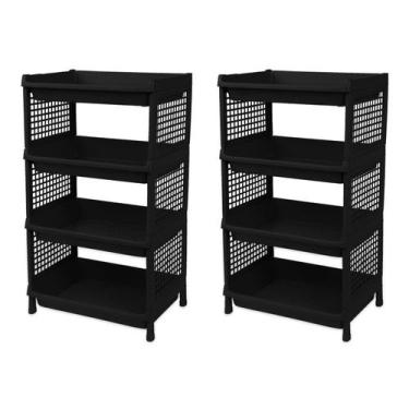 Imagem de Kit 2 Prateleira Estante De Plástico 4 Andares Multiuso Desmontável 40