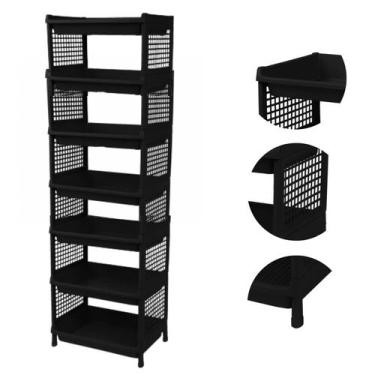 Imagem de Prateleira Estante De Plástico 7 Andares Multiuso Desmontável 40x28x13
