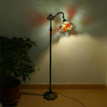 Imagem de Lâmpada de assoalho LED retrô americano Criatividade luxuosa europeia Sala de estar Quarto de estudo Villa Hotel Vidro colorido Lâmpada de assoalho de leitura (Estilo 21)