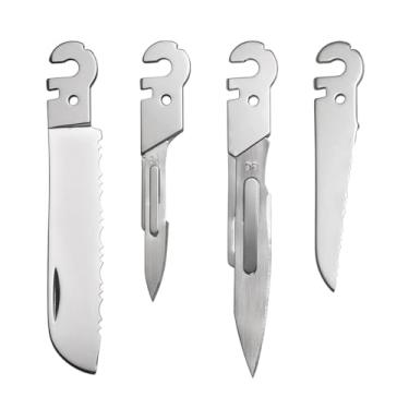 Imagem de Roxon FT02 construa seu próprio acessório multiferramenta para multiferramenta flexível (4 peças Um conjunto inclui lâmina serrilhada pequena, bisturi pequeno e grande, lâmina serrilhada grande)