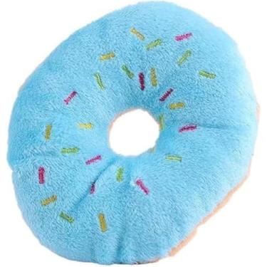 Imagem de Zenarao Brinquedo de Pelúcia para Cães, Adorável Brinquedo de Som em Forma de Donut, Suporte para Mastigação Vigorosa e Brincadeiras Interativas