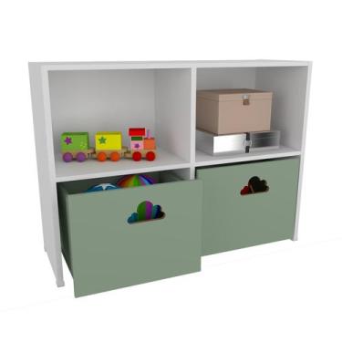 Imagem de Estante Organizadora Nicho Com Baús Nuvem Verde Jade Spencer 100% Mdf 