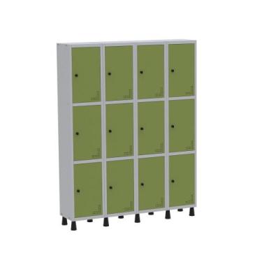 Imagem de Armário Guarda Volume Locker Roupeiro  de Aço 4 Vãos 12 Portas GR304/1