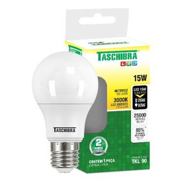 Imagem de Lâmpada Led Bulbo A60 15w E27 3000k Branco Quente Taschibra