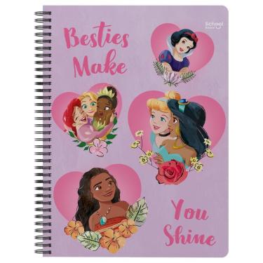 Imagem de Caderno Universitário 1 Matéria 80 Folhas Princesa Corações - School Basics