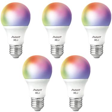 Imagem de Kit 5 Lâmpadas Inteligentes Rgb Formato Pera Conexão com Alexa Google Assistente 15w Avant