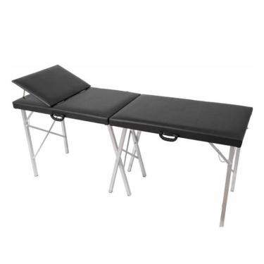 Imagem de Maca Portátil Com Reclinagem Gold Preta 170 Kg