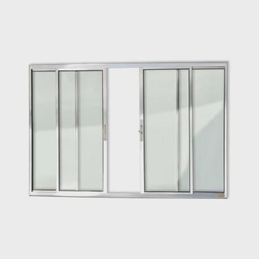 Imagem de Janela de Aluminio de Correr 100x100cm 4 Folhas com Vidro Liso Confort Brimak