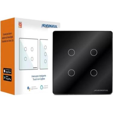 Imagem de Interruptor Inteligente Zigbee 4x4 de 4 Botões Preto NOVADIGITAL