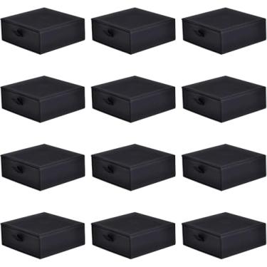 Imagem de Pacote com 12 caixas de joias para exibição de gaveta de papelão, driew 9,94 x 3,94 x 3,94 polegadas caixas de presente pretas caixa de papel kraft grossa caixa de embalagem de presente de joias
