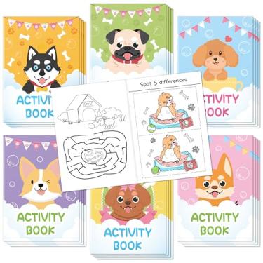 Imagem de Livros de atividades com tema de cachorrinho para crianças – 24 peças de minijogos de colorir para cães fofos conjunto de livros de colorir labirintos caninos de desenhos animados para busca de