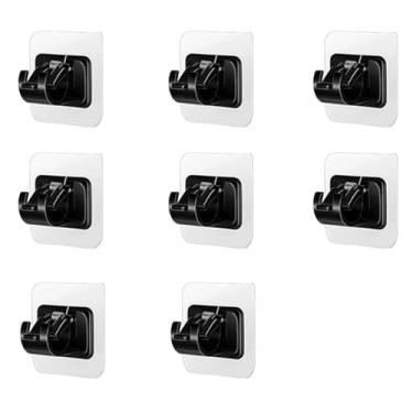 Imagem de 10 ganchos autoadesivos para varão de cortina, sem broca, suporte de clipe de varão de cortina, suportes ajustáveis para casa, sala de estar, quarto, banheiro (preto)