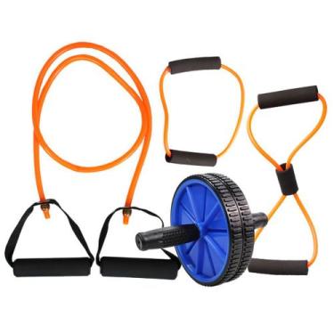 Imagem de Kit Roda Abdominal e 3 Elásticos Extensores Para Exercícios - Western