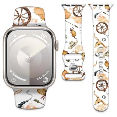 Imagem de AFPRNK Pulseira de substituição para Apple Watch de 38 mm, 40 mm, 41 mm, 42 mm, 44 mm, 45 mm e 49 mm, para Apple Watch SE séries 9, 8, 7, 6, 5, 4, 3, 2 e 1 Ultra(cabeça de boio)
