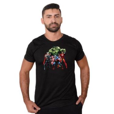 Imagem de Camiseta Manga Curta dos Vingadores Heróis Infantil e Adulto Malha Lev