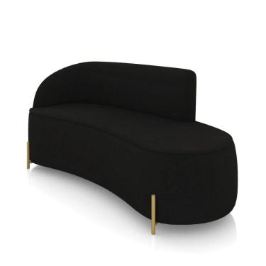 Imagem de Sofá 3 Lugares Orgânico 180cm Pé Dourado Morgan Suede Preto D03 - D`rossi