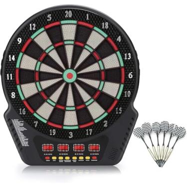 Imagem de Placa De Dardo Eletrônico, Placas De Dardo De Ponta Macia Digital Com 6 Dardos, Conjunto De Jogo De Dardo Eletrônico Com Tela De Pontuação Lcd, Alvo De Dardo Com 27 Jogos, Suporte Para 16 J