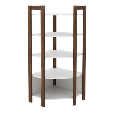 Imagem de Estante Organizador Armário De Canto Az1020 Mdp Branco Nogal