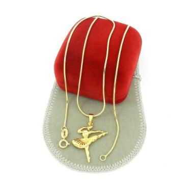 Imagem de Corrente Feminina 50Cm Bailarina Folheado Ouro Cr214 - Wnbijouterias