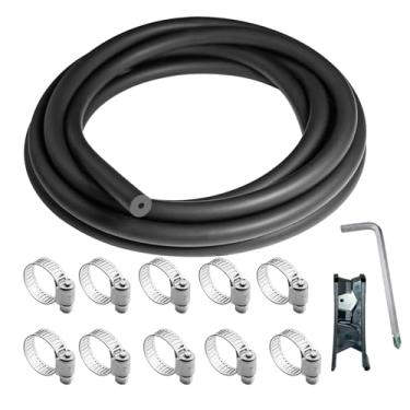Imagem de Unicaravan Mangueira de vácuo de silicone 3 m ID 1/8" (3 mm), espessura da parede 4 mm, tubo preto fosco, com 10 braçadeiras, cortador de tubo, chave de fenda, uso marítimo e industrial automotivo