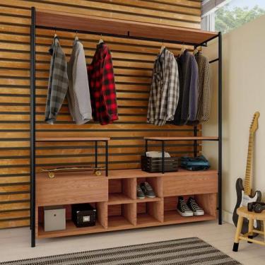 Imagem de Guarda-Roupa Closet Modulado Vigo Casal 2 GV Madeira e Preto - Mobly