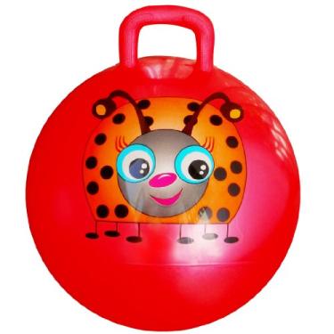 Imagem de AppleRound Hippity Hoppity Hopball with Ball Pump, 18in/45cm Diameter for Age 3-6, Kangaroo Bouncer, Space Hopper Ball w/Handle for Children, Printed Design (Ladybug)