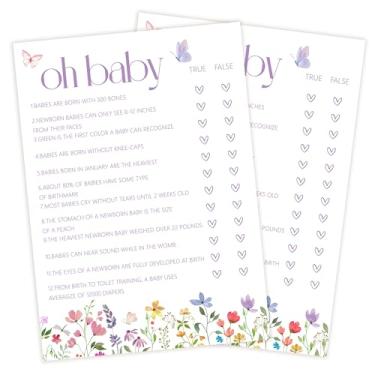 Imagem de Cazhes Baby Shower Games for Girl, 30 Butterfly Oh Baby True or False Game Cards + 1 Answer Card, Spring Gender Reveal Party Decorations Supplies Favors - G04