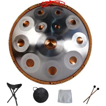 Imagem de Handpan Portátil Hand Pan Steel Tongue Drum 9 10 12 14 Notas Instrumento De Percussão Com Bolsa De Transporte Para Iniciantes Cura Pelo Som, Meditação Pessoal, Black, 10Notes